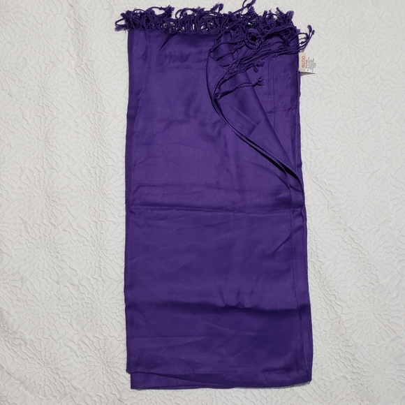 ECHO Deep Purple Rayon Large Scarf with Fringe. - Picture 9 of 14